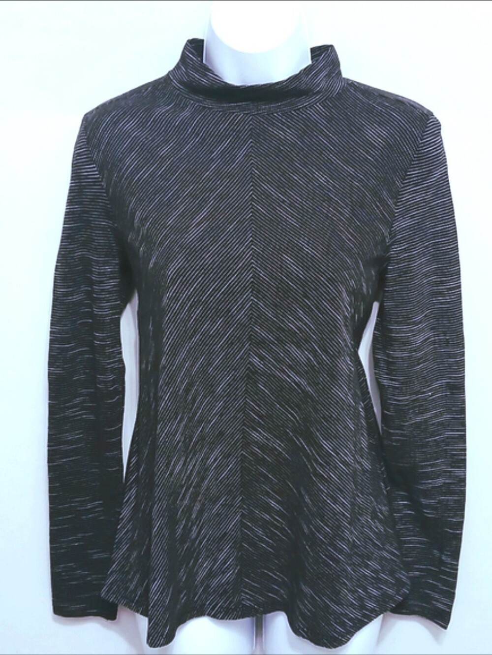 Zara Fall Winter Black and White Mock Neck Long Sleeve Top Small